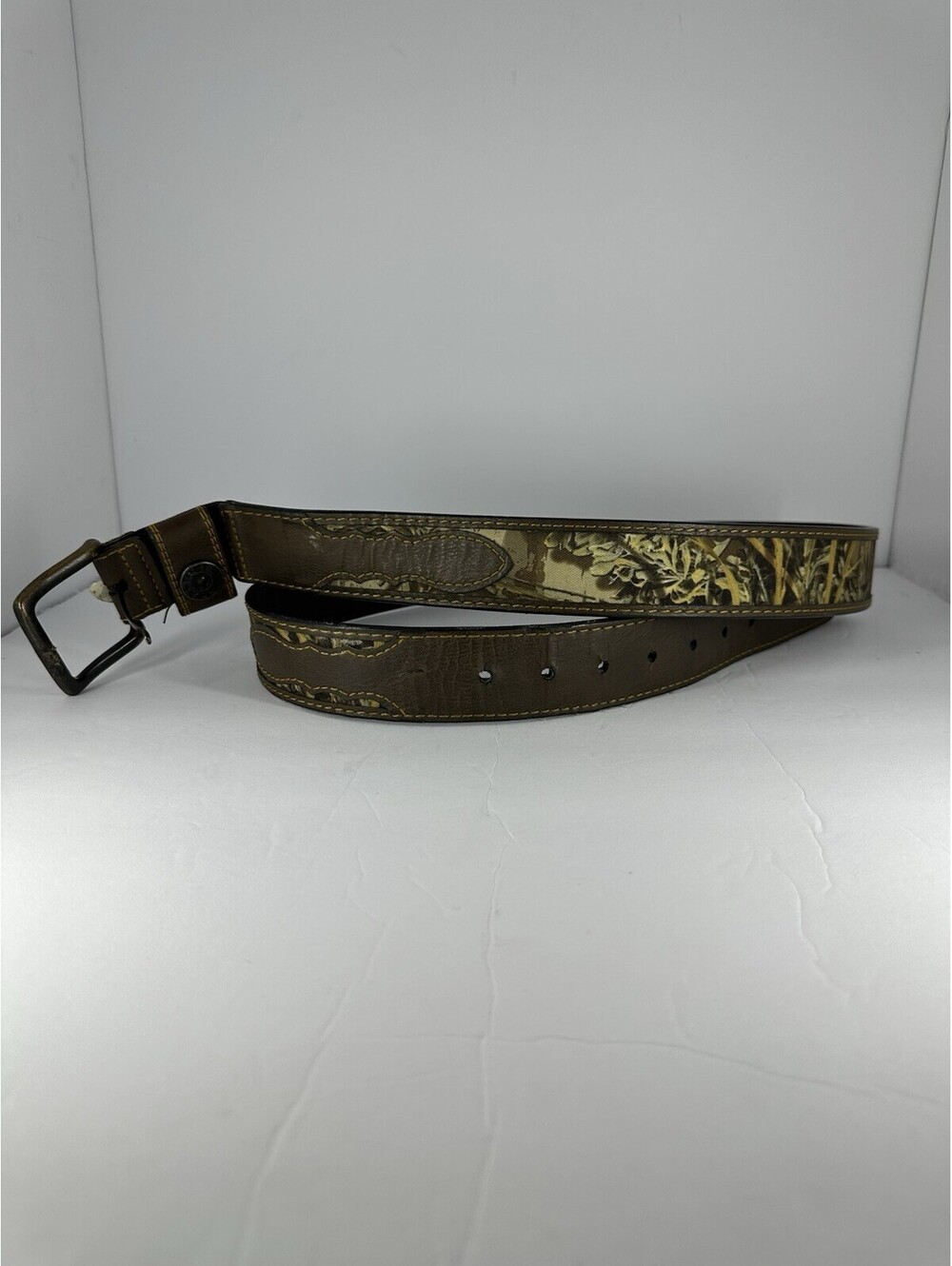 Realtree Camouflage Canvas & Brown Leather Accent Belt Size Xl 42x44
